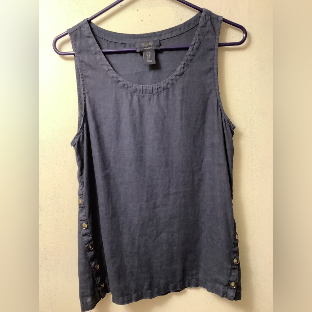 Rachel Roy 100% Linen Blue Blouse